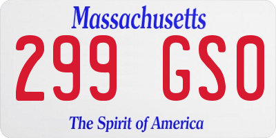MA license plate 299GS0