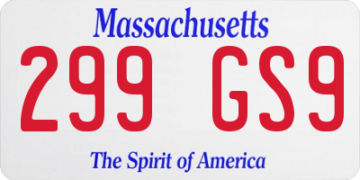 MA license plate 299GS9