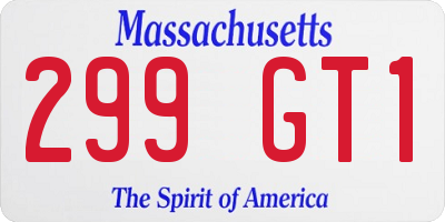 MA license plate 299GT1