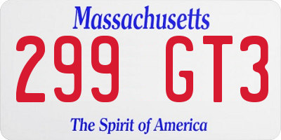 MA license plate 299GT3