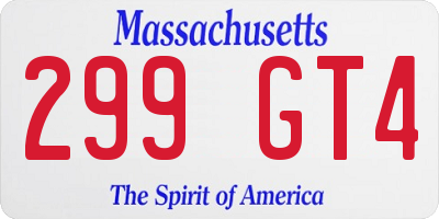 MA license plate 299GT4