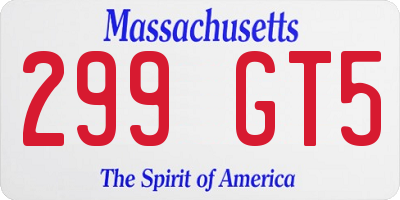 MA license plate 299GT5
