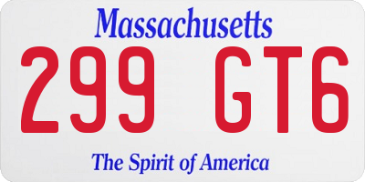 MA license plate 299GT6
