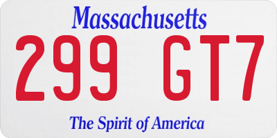 MA license plate 299GT7