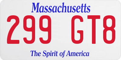 MA license plate 299GT8