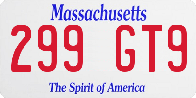 MA license plate 299GT9