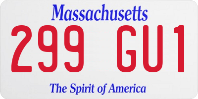 MA license plate 299GU1