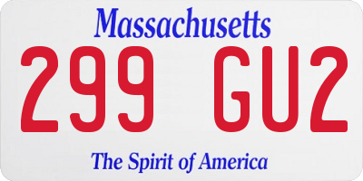MA license plate 299GU2