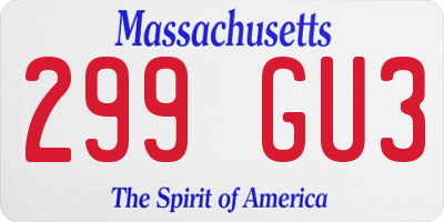 MA license plate 299GU3
