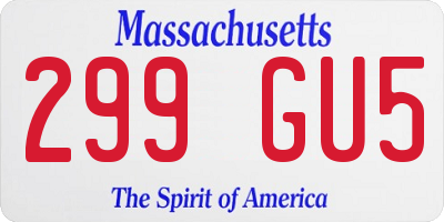 MA license plate 299GU5
