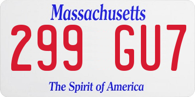 MA license plate 299GU7
