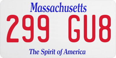 MA license plate 299GU8