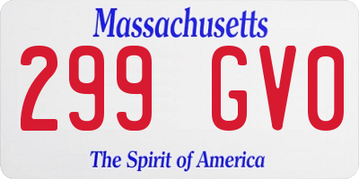 MA license plate 299GV0