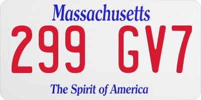 MA license plate 299GV7
