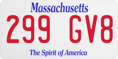 MA license plate 299GV8