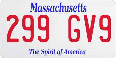 MA license plate 299GV9