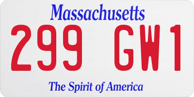 MA license plate 299GW1