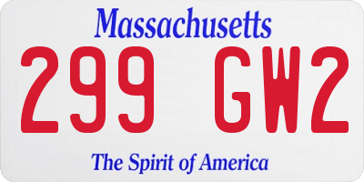 MA license plate 299GW2