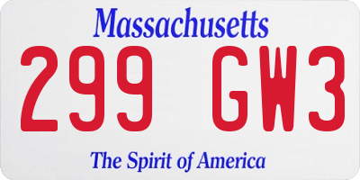 MA license plate 299GW3