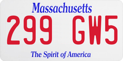MA license plate 299GW5