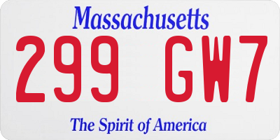 MA license plate 299GW7