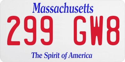 MA license plate 299GW8
