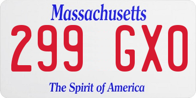 MA license plate 299GX0