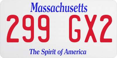 MA license plate 299GX2