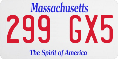 MA license plate 299GX5