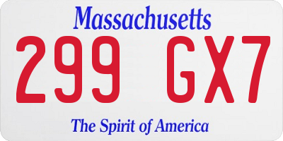 MA license plate 299GX7