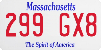 MA license plate 299GX8