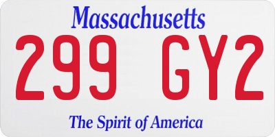 MA license plate 299GY2