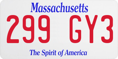 MA license plate 299GY3
