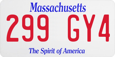 MA license plate 299GY4