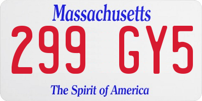 MA license plate 299GY5