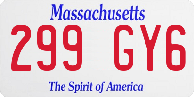 MA license plate 299GY6