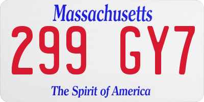 MA license plate 299GY7