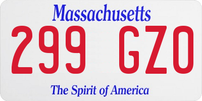 MA license plate 299GZ0
