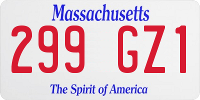 MA license plate 299GZ1