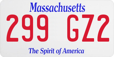 MA license plate 299GZ2