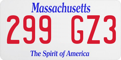 MA license plate 299GZ3