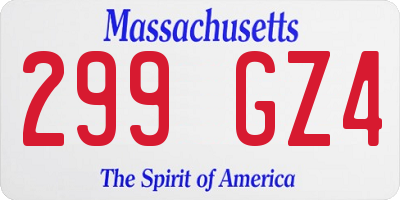 MA license plate 299GZ4