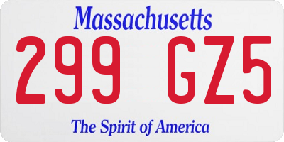 MA license plate 299GZ5