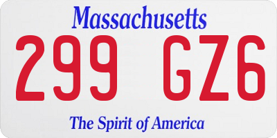 MA license plate 299GZ6