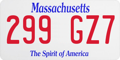 MA license plate 299GZ7