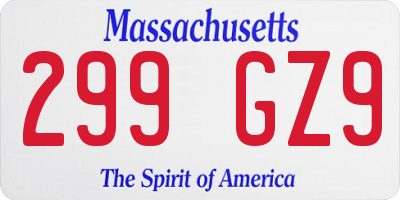 MA license plate 299GZ9