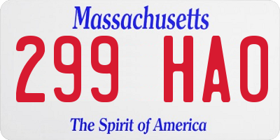 MA license plate 299HA0