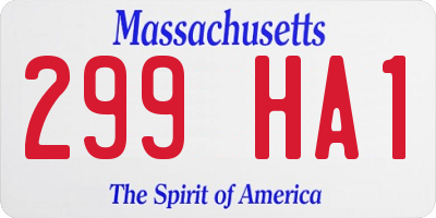 MA license plate 299HA1
