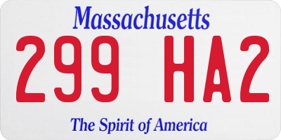 MA license plate 299HA2