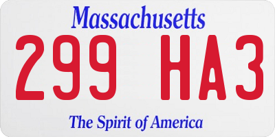 MA license plate 299HA3